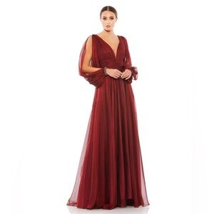 Mac Duggal 67414 NWT CHIFFON OPEN SLEEVE A LINE GOWN